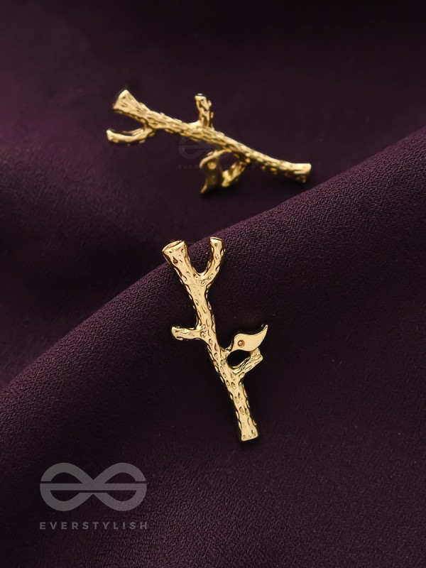 Bird on the Golden Tree- Casual Stud Earrings