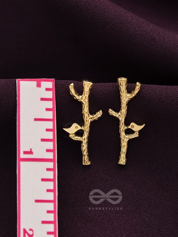 Bird on the Golden Tree- Casual Stud Earrings