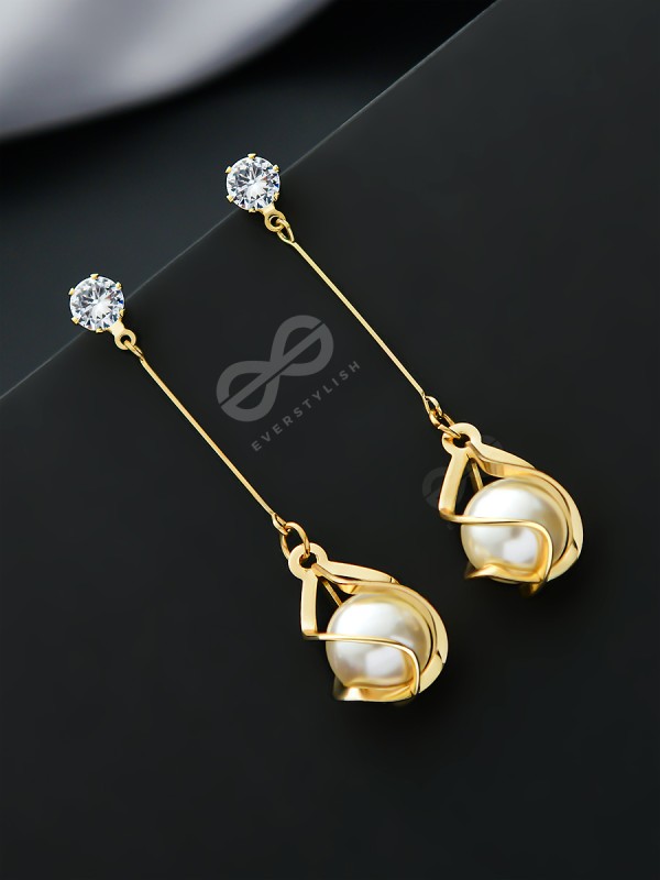Pearl and Preciousness - Golden Danger Earrings