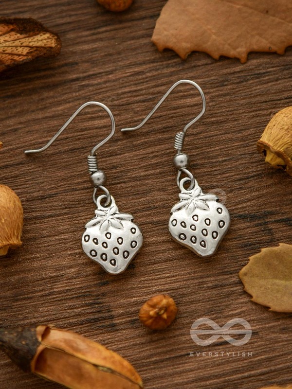 Very Berry Oxidised Danglers - Tiny Trinket Earrings