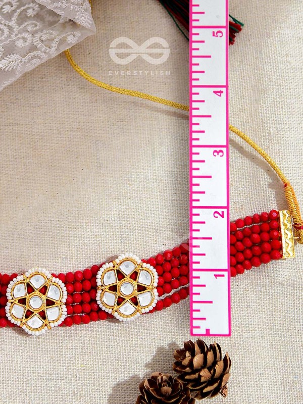 The Classy Elegance - Set of Statement Choker and Studs (Rose red)