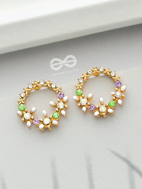 The Garden of Eden - Statement Embellished Enamelled Earrings