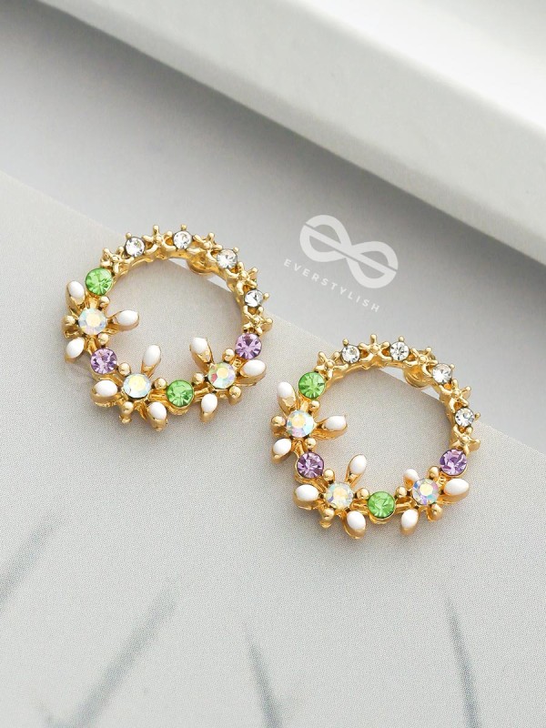 The Garden of Eden - Statement Embellished Enamelled Earrings