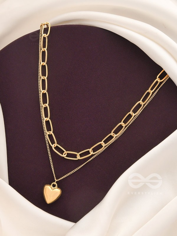 Lock Me In Your Heart - Golden Layered Statement Neckpiece With Anti-Tarnish Coating 