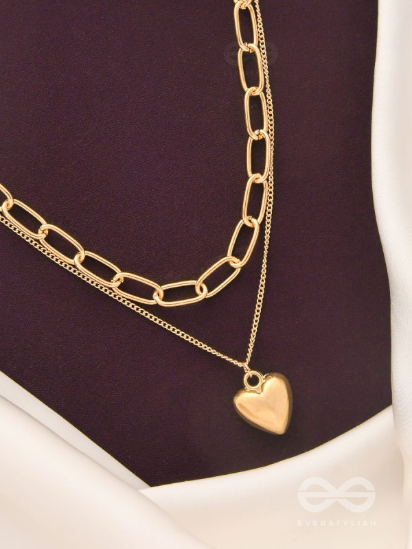 Lock Me In Your Heart - Golden Layered Statement Neckpiece With Anti-Tarnish Coating 