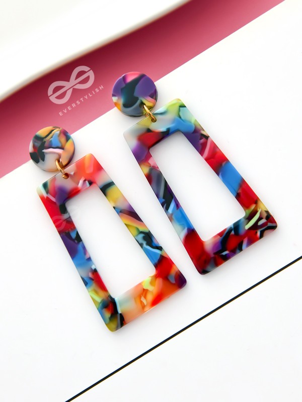 An Abstract Artsy Geometry - Statement Acrylic Danglers