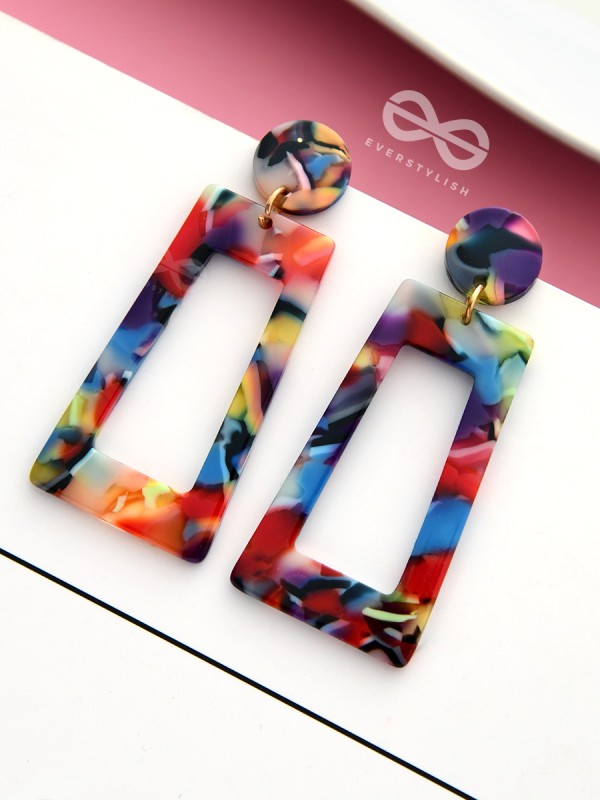 An Abstract Artsy Geometry - Statement Acrylic Danglers