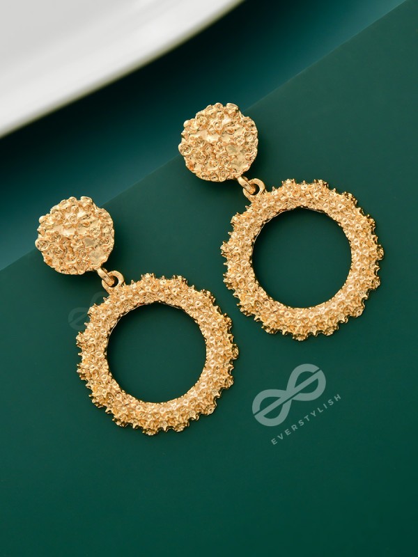 Shimmering Solar Flares - Golden Statement Earrings