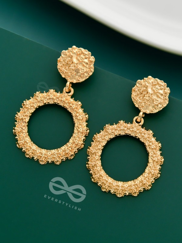 Shimmering Solar Flares - Golden Statement Earrings