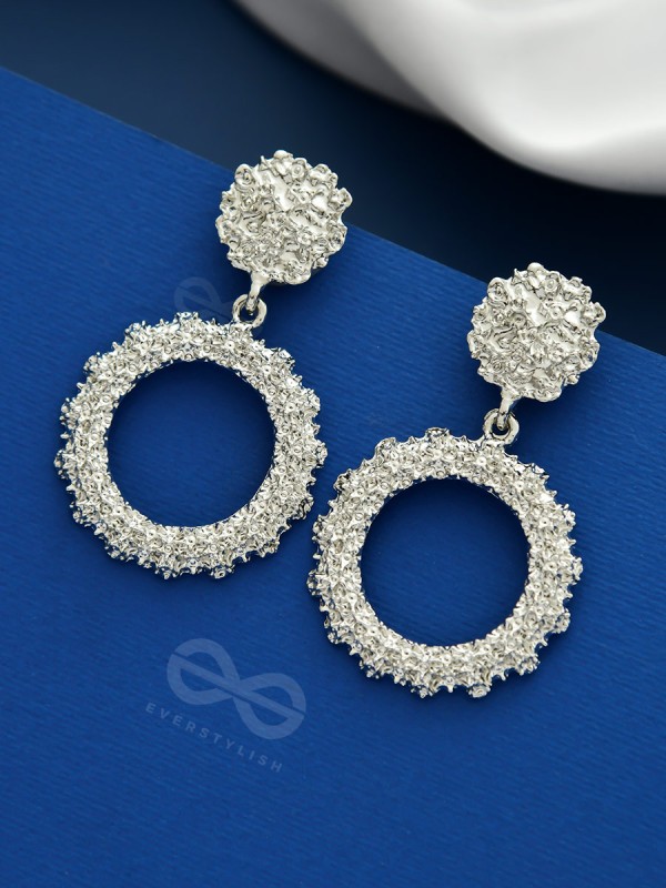 SHIMMERING SOLAR FLARES - SILVER STATEMENT EARRINGS