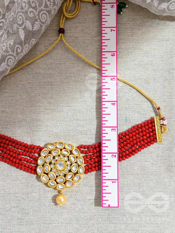 Royalty of the Sultanate - Set of Choker and Earrings (Red)
