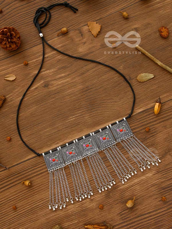 The Bohemian Geometry - Enamelled Oxidised Choker