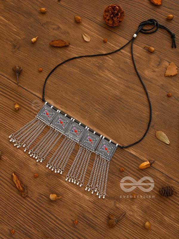 The Bohemian Geometry - Enamelled Oxidised Choker
