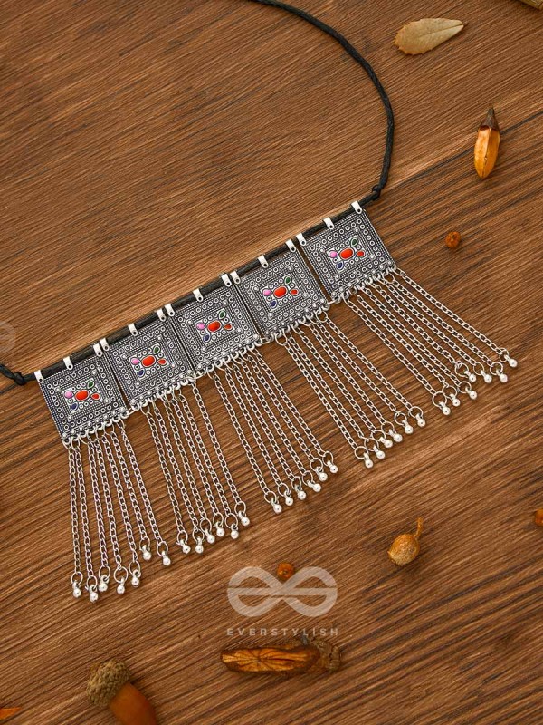 The Bohemian Geometry - Enamelled Oxidised Choker