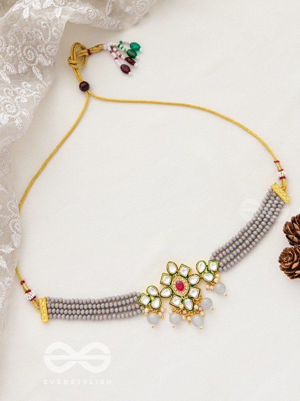 The Magical Mystique - Set of Statement Earrings and Choker (Grey)