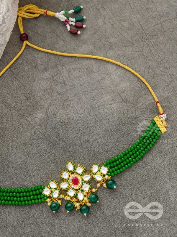 The Magical Mystique - Set of Statement Earrings and Choker (Green)