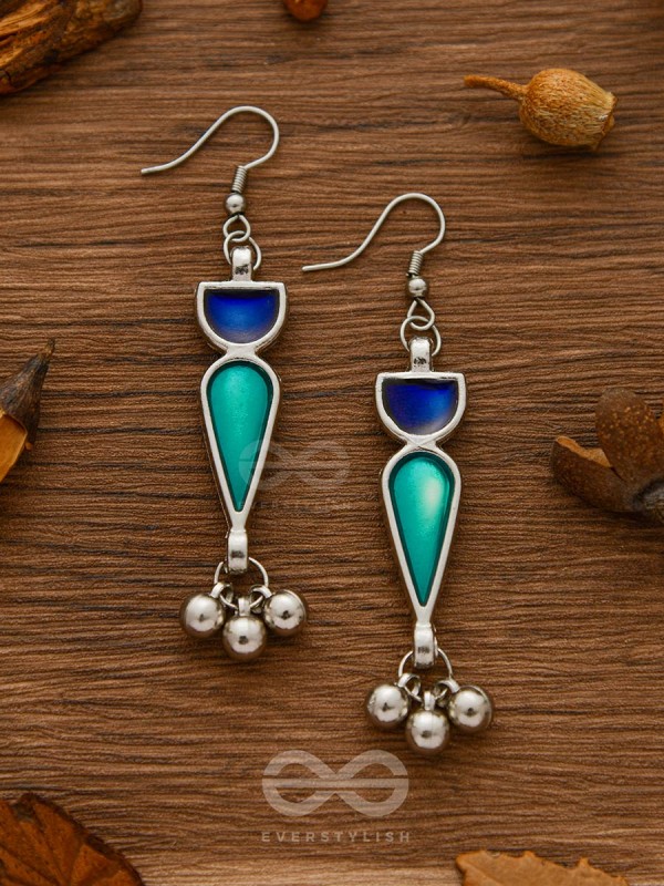 The Bohemian Jaw Droppers - Statement Set of Meenakari Neckpiece and Earrings (Teal-Blue)