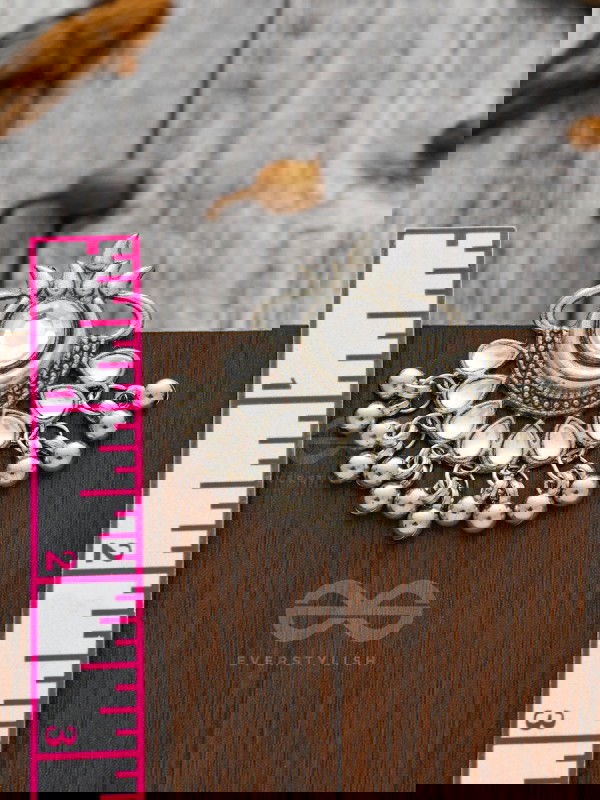 A Bohemian Tale - Embellished Oxidised Earrings (White)