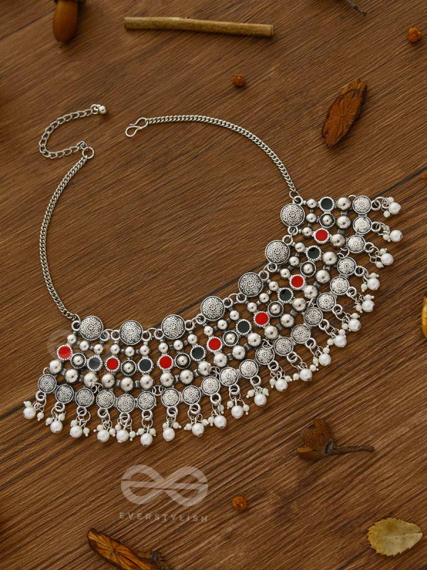 The Boho Barrage - Statement Set of Enamelled Earrings and Neckpiece