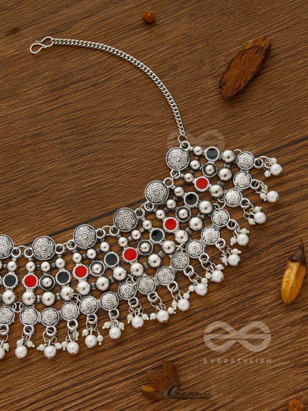 The Boho Barrage - Statement Set of Enamelled Earrings and Neckpiece