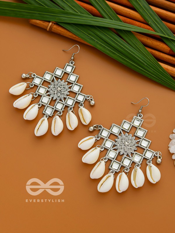 The Shell-Shocked Geometry - Silver Statement Oxidised Earrings