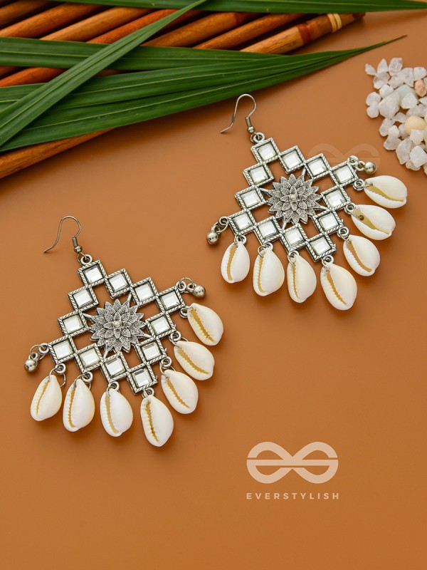 The Shell-Shocked Geometry - Silver Statement Oxidised Earrings