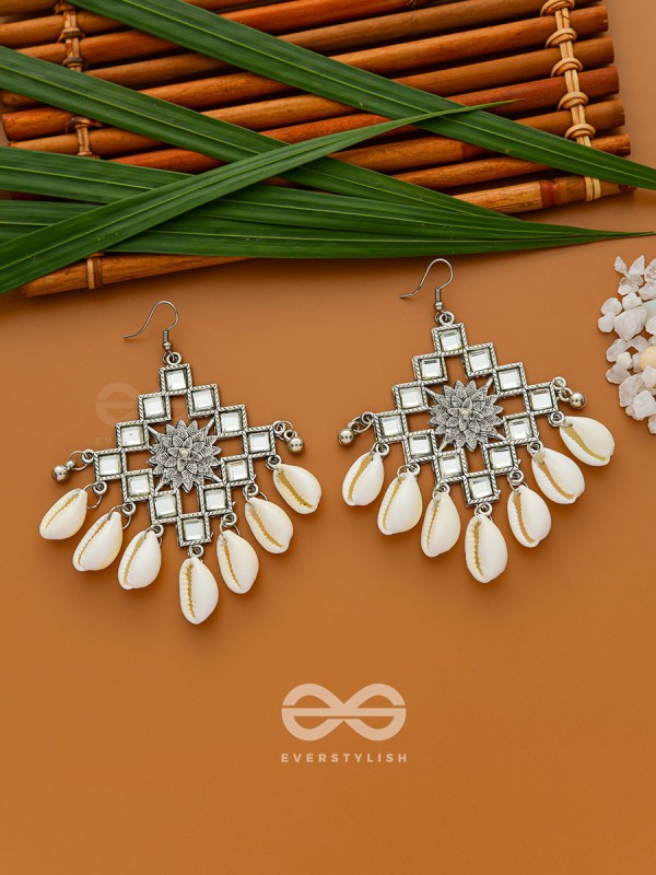 The Shell-Shocked Geometry - Silver Statement Oxidised Earrings