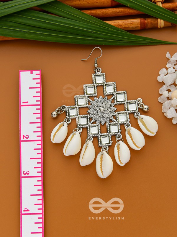 The Shell-Shocked Geometry - Silver Statement Oxidised Earrings