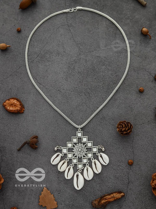 The Shell-Shocked Geometry - Silver Statement Oxidised Neckpiece