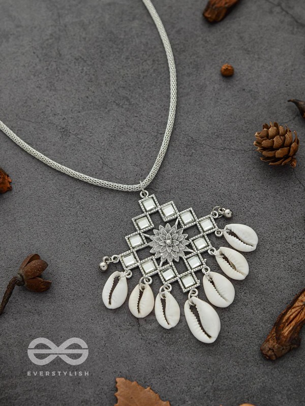 The Shell-Shocked Geometry - Silver Statement Oxidised Neckpiece