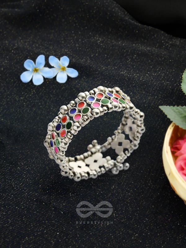 The Elegant Symmetry - Adjustable Enamelled Bracelet (Multicoloured)