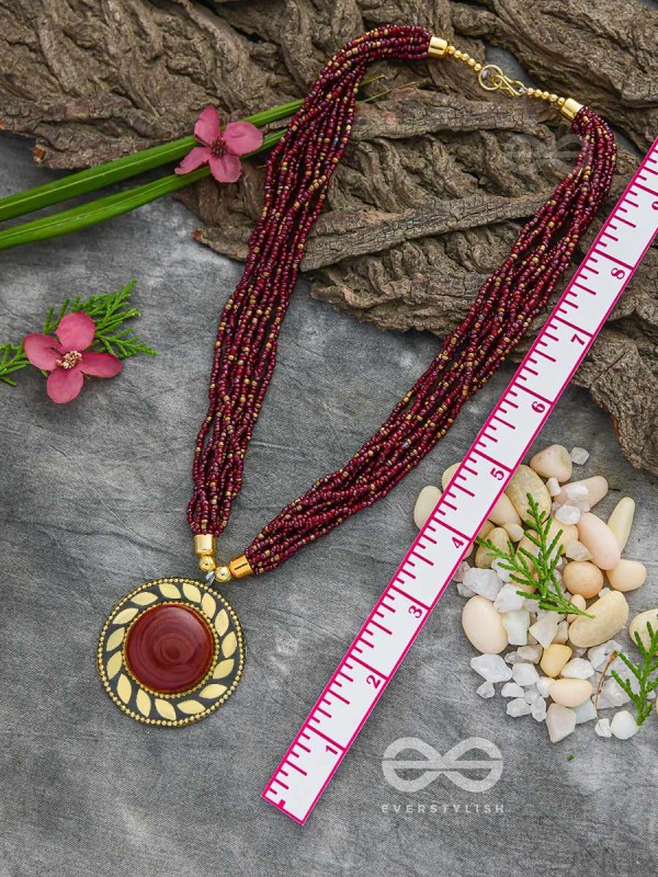 The Timeless Elegance- Beautiful Beaded Neckpiece (Mulberry)