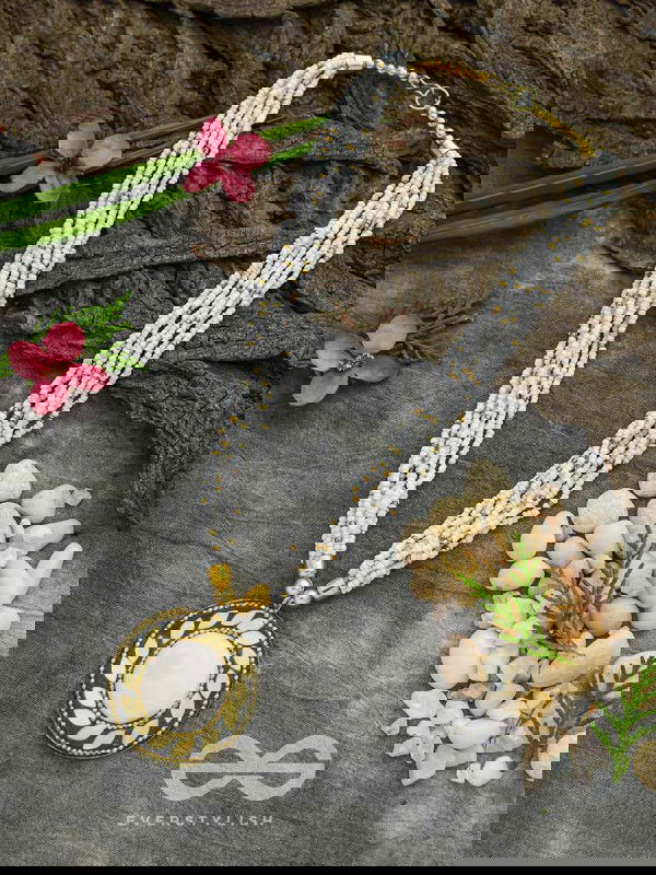 The Timeless Elegance- Beautiful Beaded Neckpiece (White)