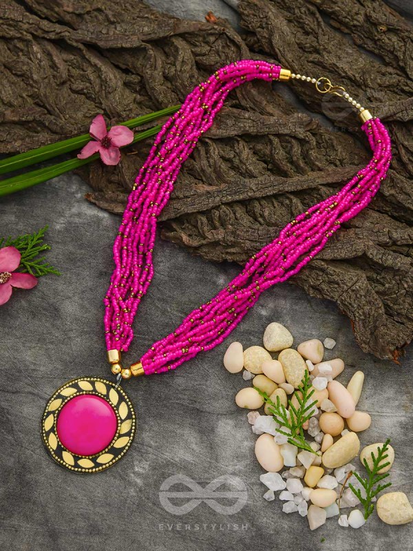 The Timeless Elegance- Beautiful Beaded Neckpiece (Magenta)