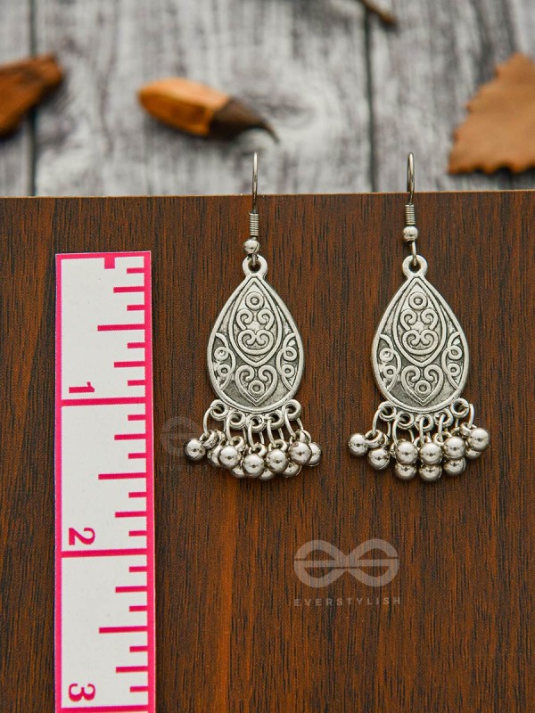 The Intricate Motif Teardrops - Oxidised Boho Earrings