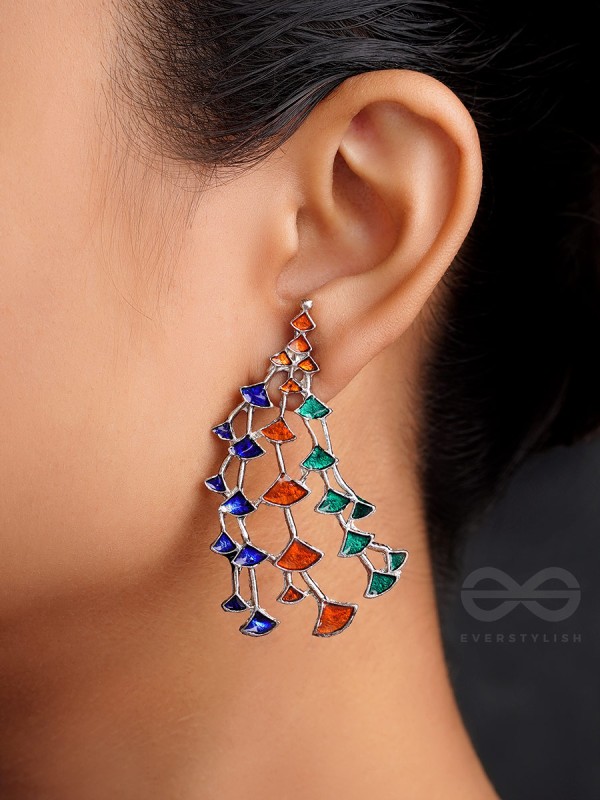 The Vibrant Vines- Oxidised Enamelled Earrings