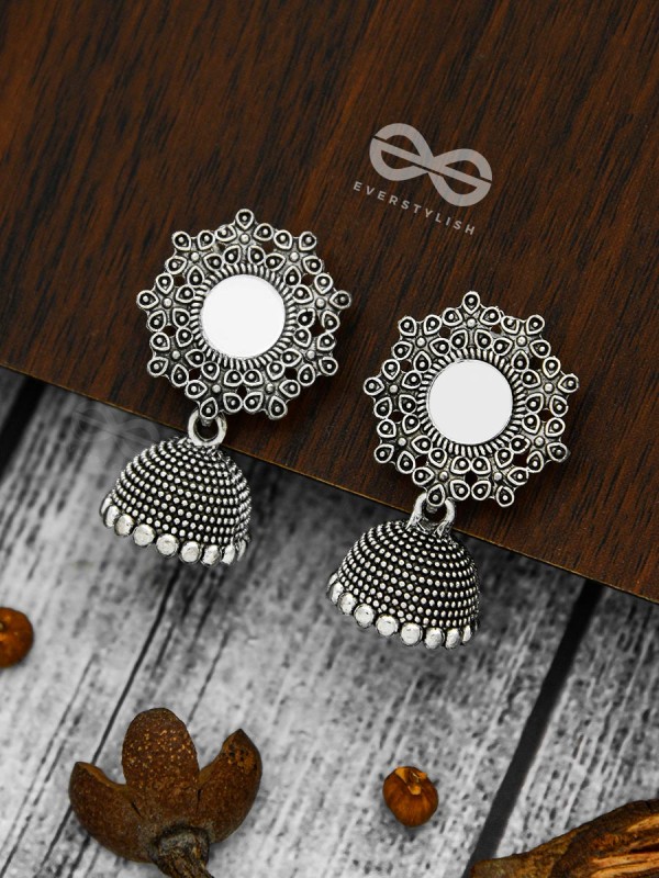 Mirage of Petals Oxidised Jhumkas