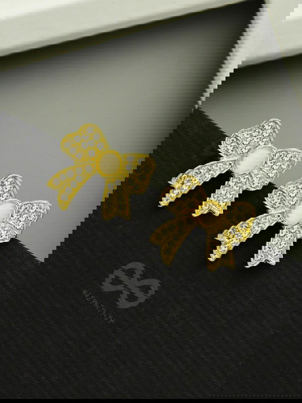 Perfect Presents- CZ and Pearls Studded Golden Earrrings