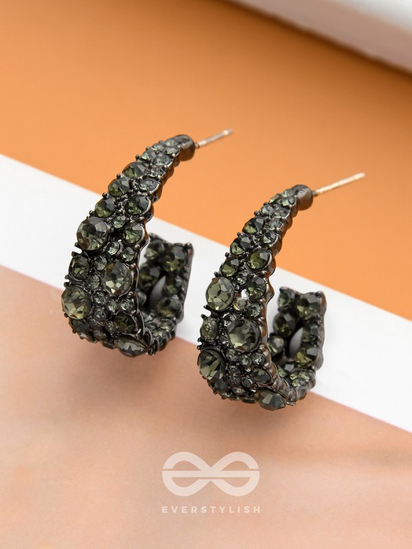 Dark Mystique- Black Textured Gun Metal Earrings