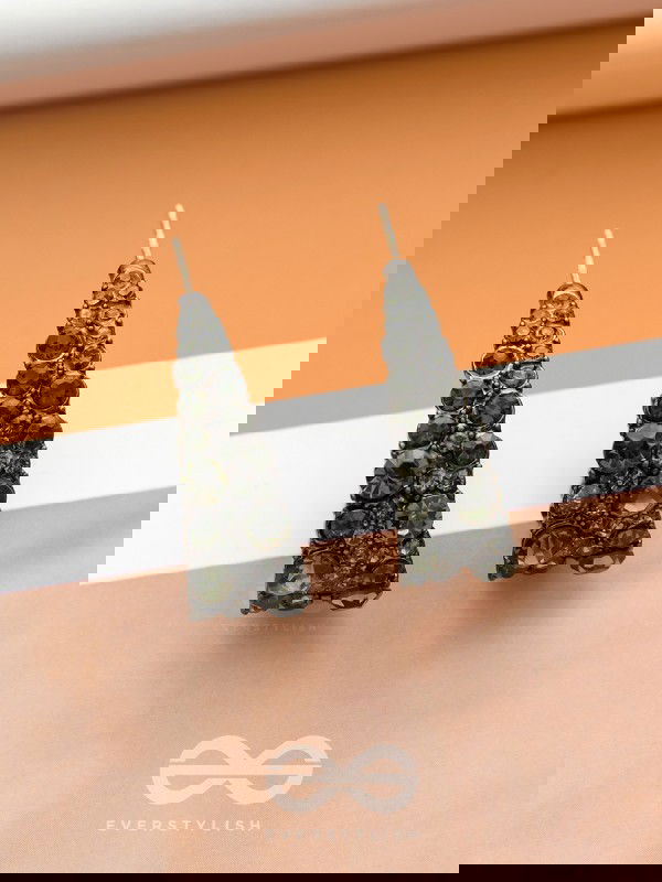 Dark Mystique- Black Textured Gun Metal Earrings