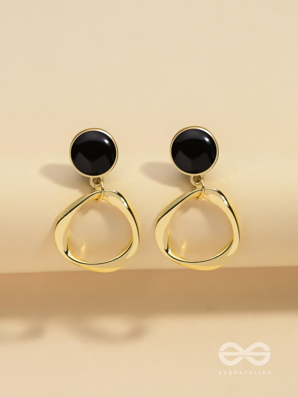 Raven Loops- Black and Golden Earrings