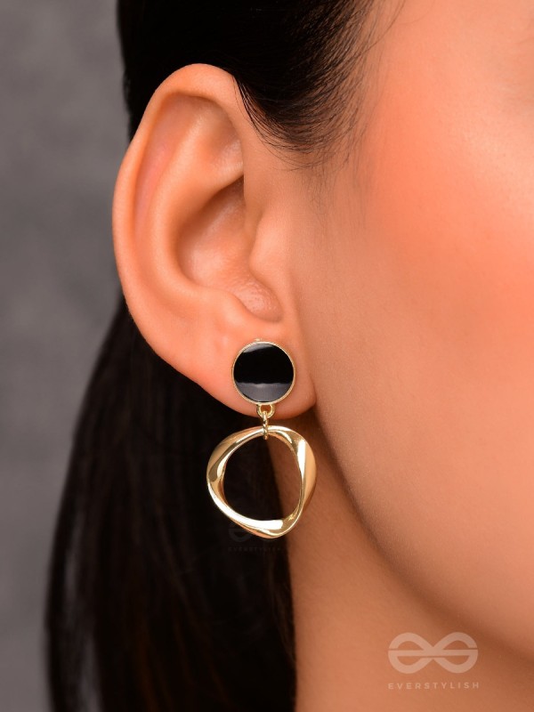 Raven Loops- Black and Golden Earrings