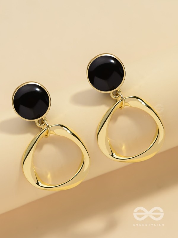 Raven Loops- Black and Golden Earrings