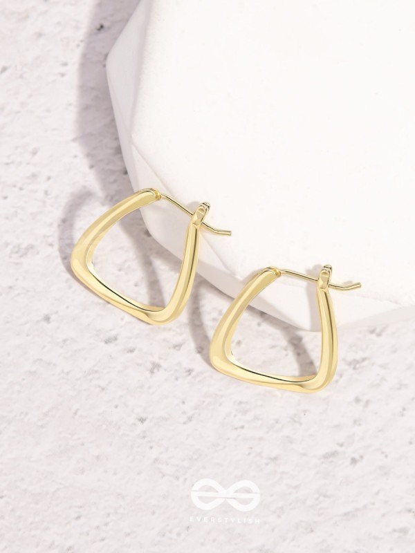 Sun-Kissed Squares- Geometrical Golden Earrings