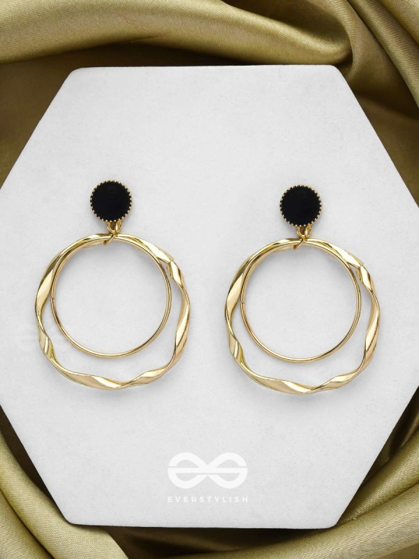 Full Circles- Black and Golden Earrings