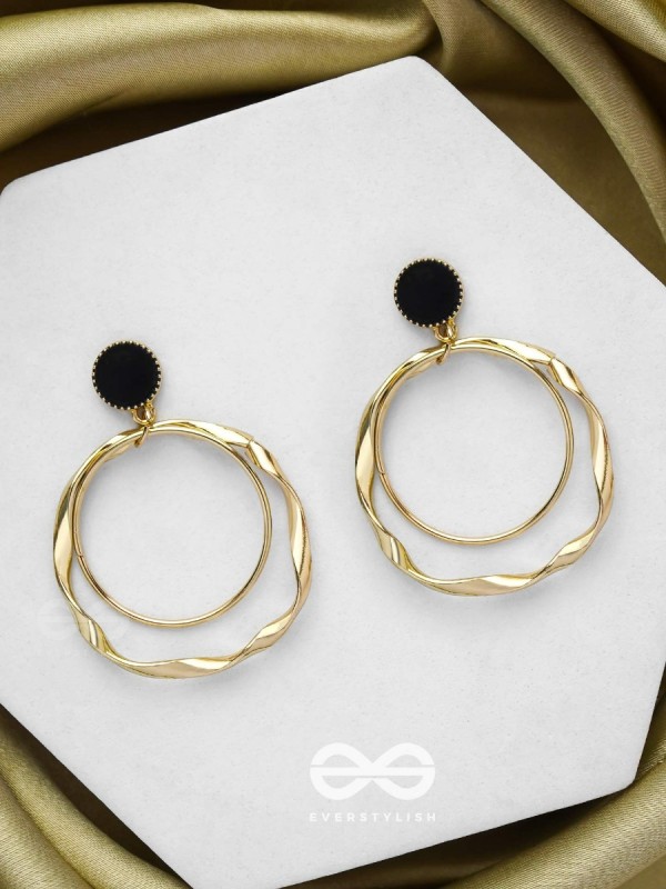 Full Circles- Black and Golden Earrings