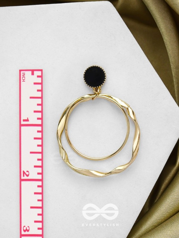 Full Circles- Black and Golden Earrings