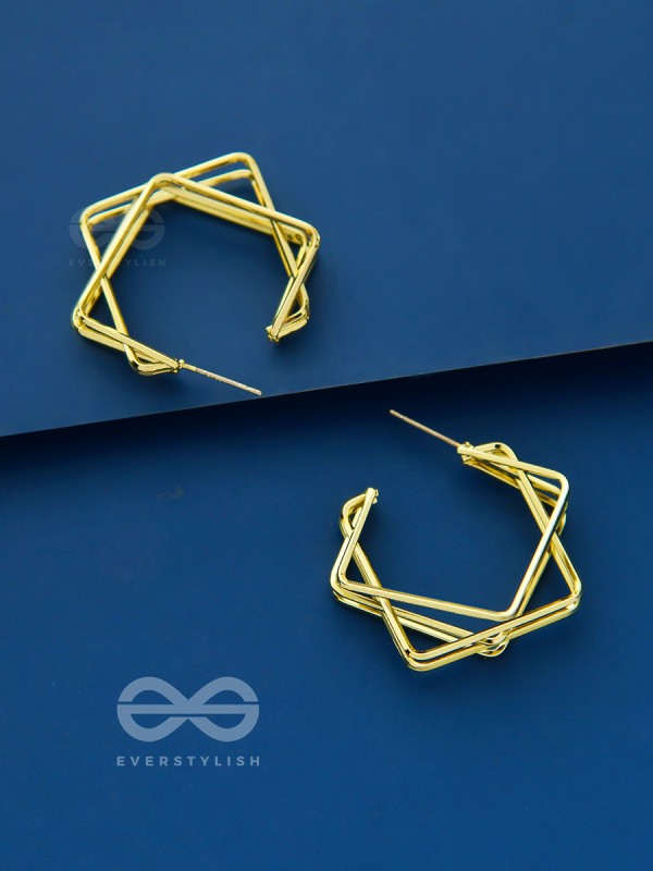 Geometrical Maze- Golden Earrings