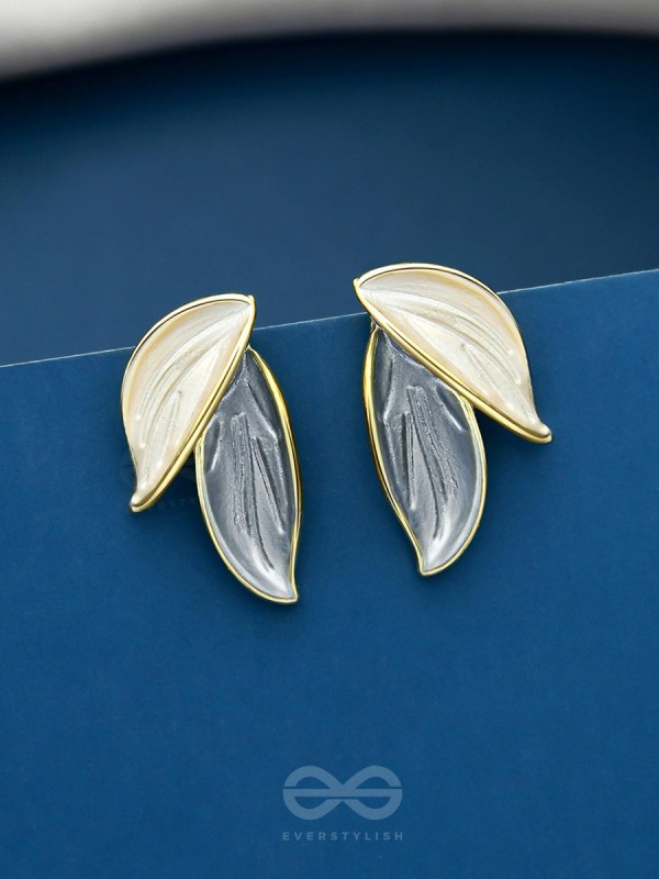 PETALS PANACHE- GOLDEN ENAMELLED EARRINGS (SKY BLUE)