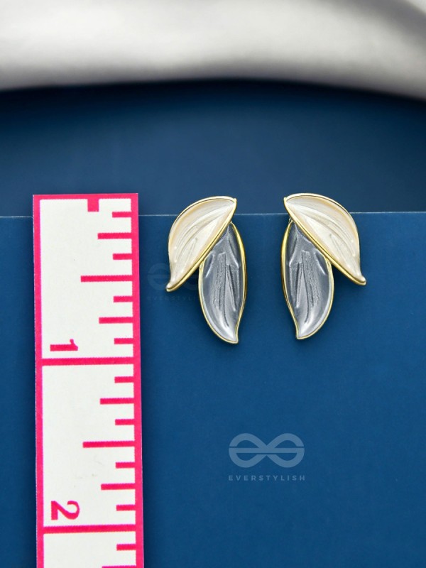 PETALS PANACHE- GOLDEN ENAMELLED EARRINGS (SKY BLUE)